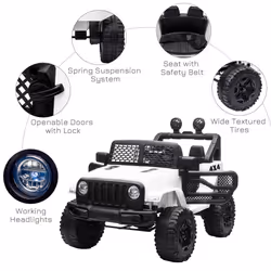 HOMCOM 12V Kids Electric Ride On Car Truck Off-road Toy W/ Remote Control White - Additional view 5