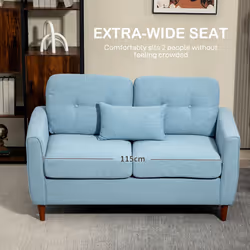 HOMCOM Chic Loveseat with Armrest Spring Padding for Home Office, Light Blue