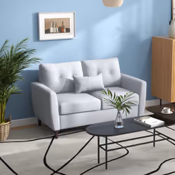 HOMCOM Modern Chic Loveseat with Armrest Spring Padding, Light Grey