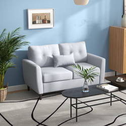 HOMCOM Modern Chic Loveseat with Armrest Spring Padding, Light Grey