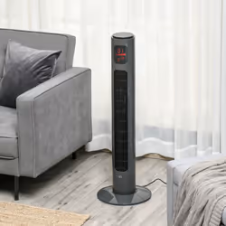 HOMCOM 38 Inch Tower Fan with 70 Oscillation 3 Speed and 3 Mode Indoor Grey