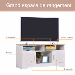 HOMCOM Home Office 42" TV Stand Storage Unit w/ Cabinets Shelves - Additional view 7