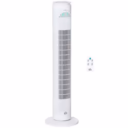 HOMCOM 30" LED Tower Fan with 70 Oscillation Remote Controller White