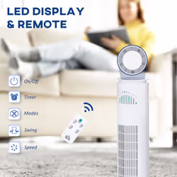 HOMCOM 30" LED Tower Fan with 70 Oscillation Remote Controller White