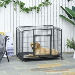PawHut 78x109cm Metal Dog Cage Kennel w/ Locking Door & Wheels Large Pets