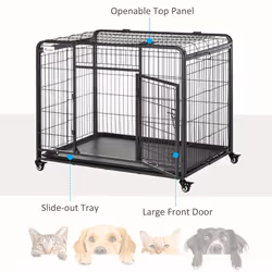 PawHut 78x109cm Metal Dog Cage Kennel w/ Locking Door & Wheels Large Pets - Additional view 4