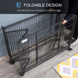 PawHut 78x109cm Metal Dog Cage Kennel w/ Locking Door & Wheels Large Pets - Additional view 5