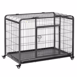 PawHut 78x109cm Metal Dog Cage Kennel w/ Locking Door & Wheels Large Pets - Additional view 8