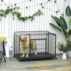 PawHut 81x125cm Metal Dog Cage Kennel w/ Locking Door & Wheels Extra Large Pets