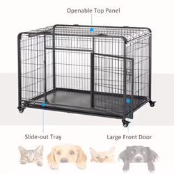 PawHut 81x125cm Metal Dog Cage Kennel w/ Locking Door & Wheels Extra Large Pets - Additional view 4