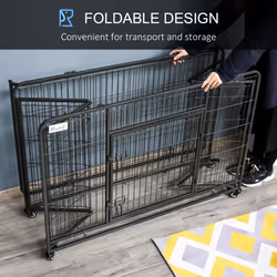 PawHut 81x125cm Metal Dog Cage Kennel w/ Locking Door & Wheels Extra Large Pets - Additional view 5