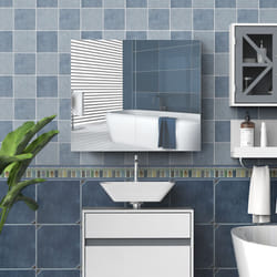 HOMCOM Wall Mounted Bathroom Mirror Storage Cabinet w/ Door Adjustable Shelf