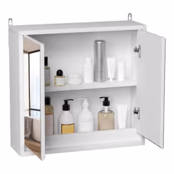 HOMCOM Wall Mounted Mirror Cabinet w/ Storage Shelf for Bathroom White - Additional view 8