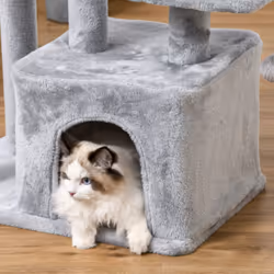 PawHut Cat Tree Activity Center w/ Scratching Post Sisal Hanging Ball Light Grey - Additional view 5
