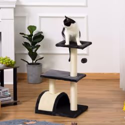 PawHut 72cm Cat Tree Climbing Tower with Sisal Scratching Post - Black