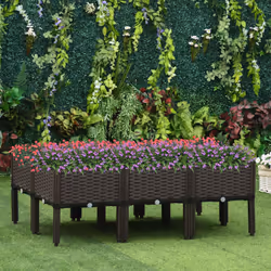 Outsunny 6-piece Elevated Flower Bed Vegetable Herb Planter Plastic, Brown