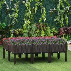 Outsunny 6-piece Elevated Flower Bed Vegetable Herb Planter Plastic, Brown