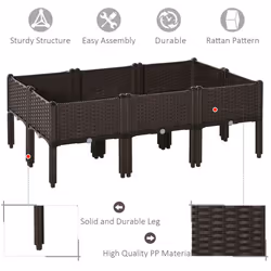 Outsunny 6-piece Elevated Flower Bed Vegetable Herb Planter Plastic, Brown