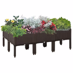 Outsunny 6-piece Elevated Flower Bed Vegetable Herb Planter Plastic, Brown - Additional view 8