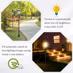 Outsunny 2 PCS LED Garden Lights Lamp Solar Powered Lantern Auto Switch Patio