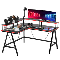 HOMCOM L-Shape Gaming Corner Desk Computer Table w/ Monitor Shelf Workstation