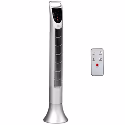 HOMCOM LED 36 Inch Tower Fan 70 Oscillation 3 Speed Remote Controller, Silver