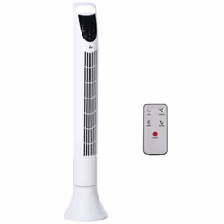 HOMCOM LED 36 Inch Tower Fan 70 Oscillation 3 Speed Remote Controller, White