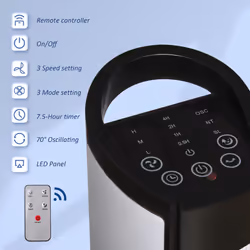 HOMCOM 31'' 3-Speed LED Tower Fan With Remote Controller
