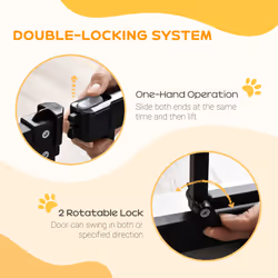 PawHut 74-80cm Adjustable Metal Pet Gate Safety Barrier w/ Auto-Close Door Black
