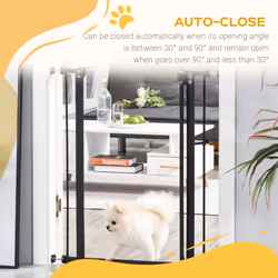 PawHut 74-80cm Adjustable Metal Pet Gate Safety Barrier w/ Auto-Close Door Black - Additional view 8