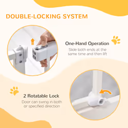 PawHut 74-80cm Adjustable Metal Pet Gate Safety Barrier w/ Auto-Close Door White