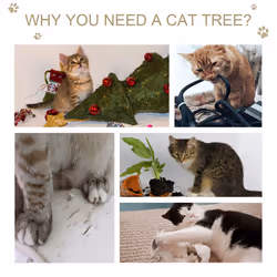 PawHut Cat Tree Kitten Tower w/ Scratching Post Condo Plush Perches Grey - Additional view 4