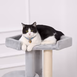 PawHut Cat Tree Kitten Tower w/ Scratching Post Condo Plush Perches Grey - Additional view 5
