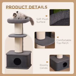 PawHut Cat Tree Kitten Tower Pet Furniture w/ Scratching Post Condo Perches