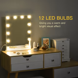 HOMCOM Hollywood Makeup Mirror with Led Light Dimmer Cosmetic Beauty Stage