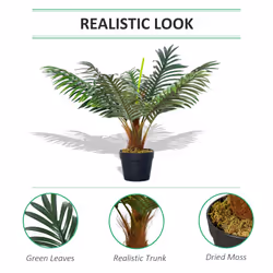 Outsunny 60cm/2FT Artificial Palm Tree Fake Plant in Pot Indoor Outdoor DÃ©cor