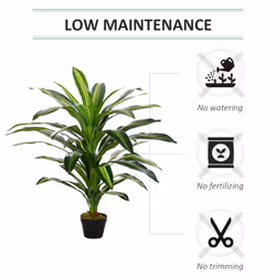 Outsunny 110cm/3.6FT Artificial Dracaena Plant Fake Tree Potted Home Office