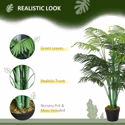 Outsunny 125cm/4FT Artificial Palm Plant, Decorative Tree with Pot