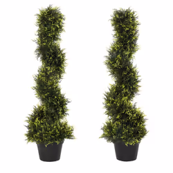 Outsunny Set Of 2 90cm/3FT Artificial Spiral Topiary Trees w/ Pot Fake Plant - Additional view 4