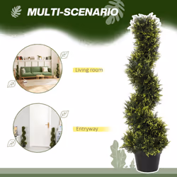 Outsunny Set Of 2 90cm/3FT Artificial Spiral Topiary Trees w/ Pot Fake Plant - Additional view 5