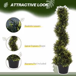 Outsunny Set Of 2 90cm/3FT Artificial Spiral Topiary Trees w/ Pot Fake Plant - Additional view 6