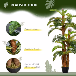 Outsunny Artificial Palm Plant Fake Tree for Home Office, 150cm