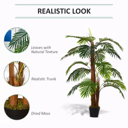 Outsunny 120cm/4FT Artificial Palm Tree Decorative Plant w/19 Leaves Nursery Pot
