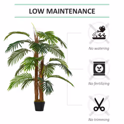 Outsunny 120cm/4FT Artificial Palm Tree Decorative Plant w/19 Leaves Nursery Pot
