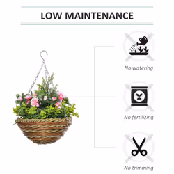 Outsunny 2 PCs Artificial Lisianthus Flower Hanging Planter Basket Home Garden - Additional view 4
