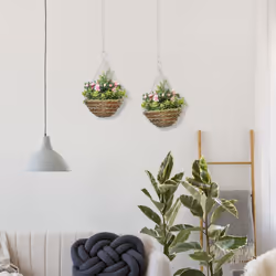 Outsunny 2 PCs Artificial Lisianthus Flower Hanging Planter Basket Home Garden - Additional view 8
