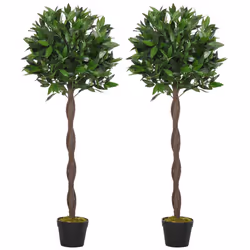Outsunny Set Of 2 120cm Artificial Bay Laurel Topiary Trees w/ Pot Fake - Additional view 6