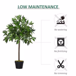 Outsunny Set Of 2 90cm/3FT Artificial Bay Laurel Topiary Trees w/Pot Fake Plant - Additional view 4