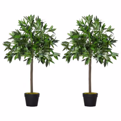 Outsunny Set Of 2 90cm/3FT Artificial Bay Laurel Topiary Trees w/Pot Fake Plant - Additional view 8