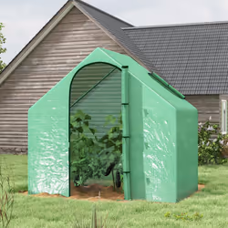 Outsunny Walk-In Portable Greenhouse Mini Grown House Steel Frame Window Green